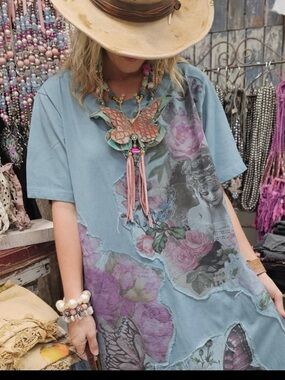 Bohemian Floral Butterfly Dress - Blue